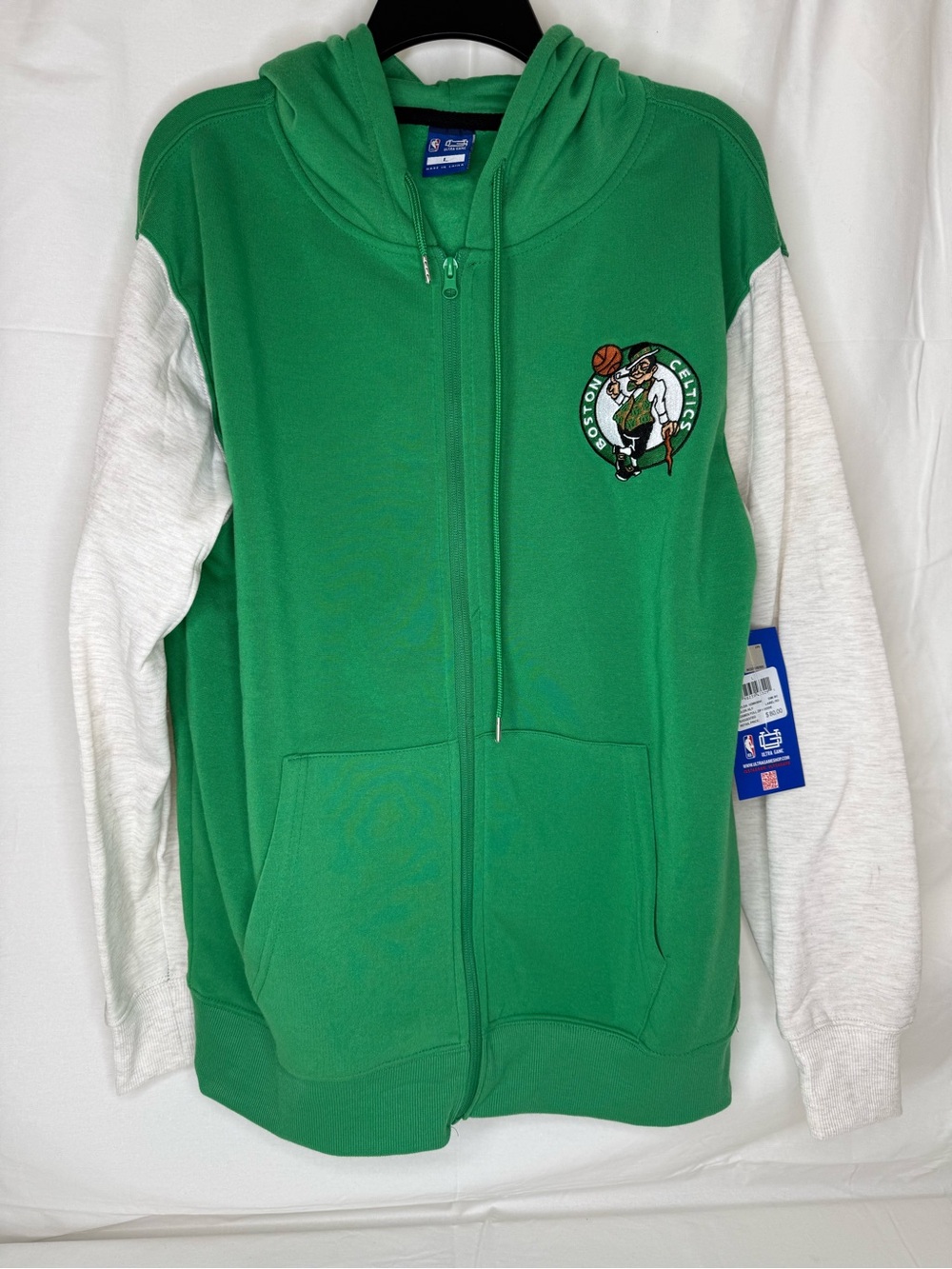 NBA Green and White Full-Zip Hoodie Jacket
